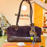 Cindy Vegan Bowler Bag in Chocolate