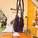 Cindy Vegan Bowler Bag in Chocolate