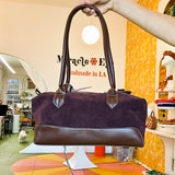 Cindy Vegan Bowler Bag in Chocolate