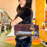 Cindy Vegan Bowler Bag in Chocolate