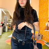 Cindy Vegan Bowler Bag in Black