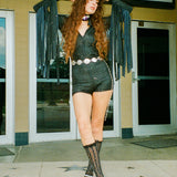 Glitter Fringe Romper in Black