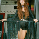 Glitter Fringe Romper in Black