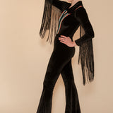 Rainbow Chaser Fringe Jumpsuit in Black