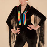 Rainbow Chaser Fringe Jumpsuit in Black