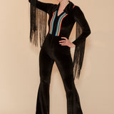 Rainbow Chaser Fringe Jumpsuit in Black