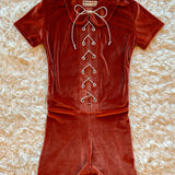Playgirl Lace-Up Romper in Rust