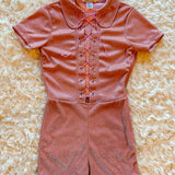 Playgirl Lace-Up Romper in Dusty Rose