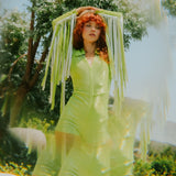 Glitter Fringe Romper in Green