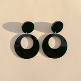 Mod Round Earrings in Black