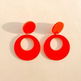 Mod Round Earrings in Orange