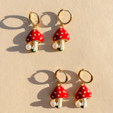 Mini Mushroom Gold Hoops