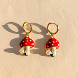 Mini Mushroom Gold Hoops