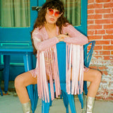 Glitter Fringe Romper in Dusty Rose