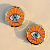 Rainbow Eye Mirror Compact in Gold