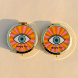 Rainbow Eye Mirror Compact in Gold