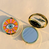 Rainbow Eye Mirror Compact in Gold