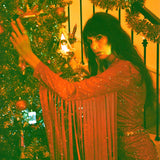 Glitter Fringe Romper in Holiday Red