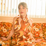 Donna Halter Mini-Dress in Rust Swirl