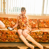Donna Halter Mini-Dress in Rust Swirl