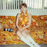 Donna Halter Mini-Dress in Rust Swirl
