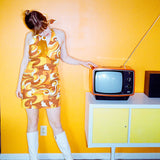 Donna Halter Mini-Dress in Rust Swirl