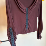 Vintage 1990’s Brown Slinky Hook-and-Eye Long-Sleeve Shirt - M/L