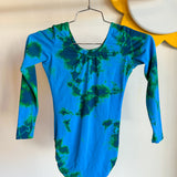 Vintage Blue Green Tie-Dye ¾ Sleeve Bodysuit - S
