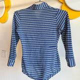 Vintage 1970’s Navy Plaid Long-Sleeve Shirt Bodysuit - XS