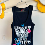 Vintage Y2K Hustler Addicted to Tattoos Crop Tank - M/L