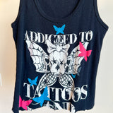 Vintage Y2K Hustler Addicted to Tattoos Crop Tank - M/L