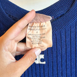 Vintage Courrèges Blue Rib Knit Short Sleeve Shirt - M/L