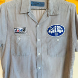 Vintage 1970’s Mechanic Stripe Button-Up Love Bug Patch Shirt - L/XL