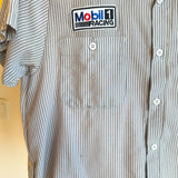Vintage 1970’s Mechanic Stripe Button-Up Love Bug Patch Shirt - L/XL