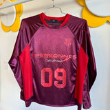 Y2K Maroon Satin Long-Sleeve Sports Jersey - L