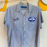 Vintage 1970’s Mechanic Stripe Button-Up Love Bug Patch Shirt - L/XL
