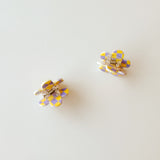 Mini Checker Flower Hair Clip in Purple/Yellow