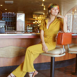 The California Shake Jumpsuit in Mustard - size: L