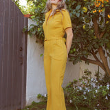The California Shake Jumpsuit in Mustard - size: L