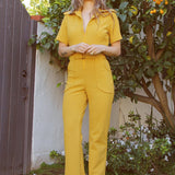 The California Shake Jumpsuit in Mustard - size: L