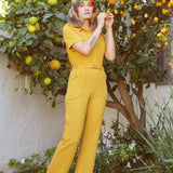 The California Shake Jumpsuit in Mustard - size: L