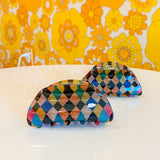 Rainbow Checker Hair Claw
