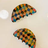 Rainbow Checker Hair Claw