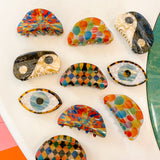 Rainbow Checker Hair Claw