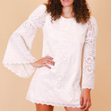 Vintage Sharon Lace Bell-Sleeve Mini-Dress