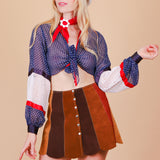 Vintage 1970’s Red, White, and Blues Navy Top