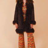 Vintage 1970’s Norwegian Wood Chocolate Suede Fur Coat