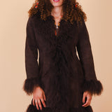 Vintage 1970’s Norwegian Wood Chocolate Suede Fur Coat