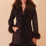Vintage 1970’s Norwegian Wood Chocolate Suede Fur Coat