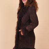Vintage 1970’s Norwegian Wood Chocolate Suede Fur Coat